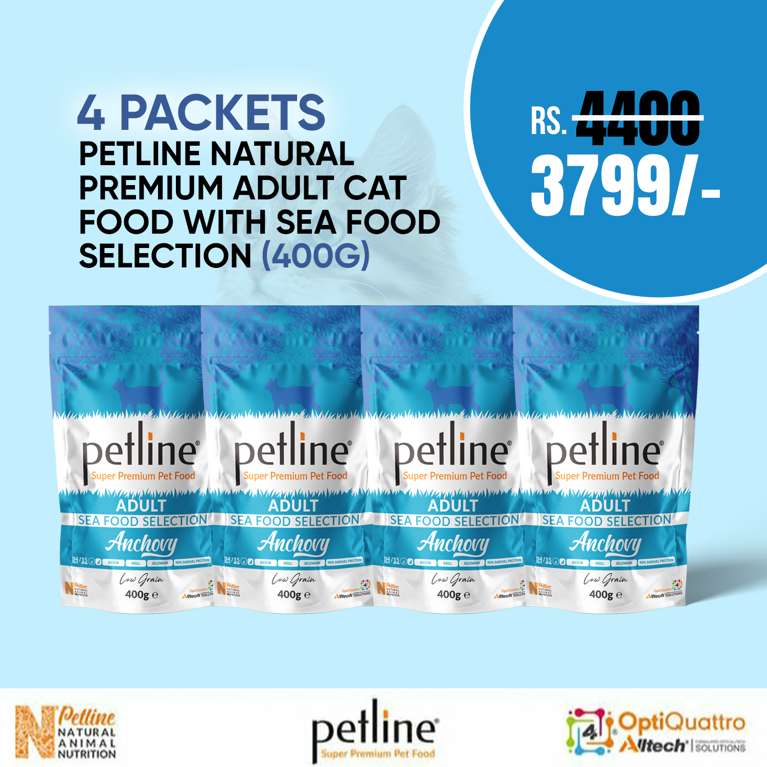 MONEY SAVING DEAL (PETLINE NATURAL PREMIUM ADULT CAT FOOD WITH SEA FOOD SELECTION)