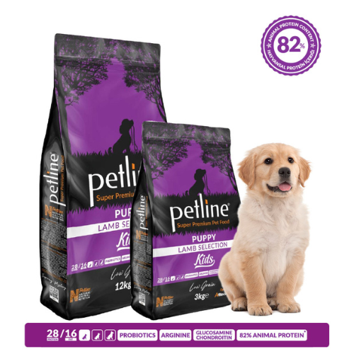 PETLINE SUPER PREMIUM PUPPY DOG FOOD WITH LAMB SELECTION